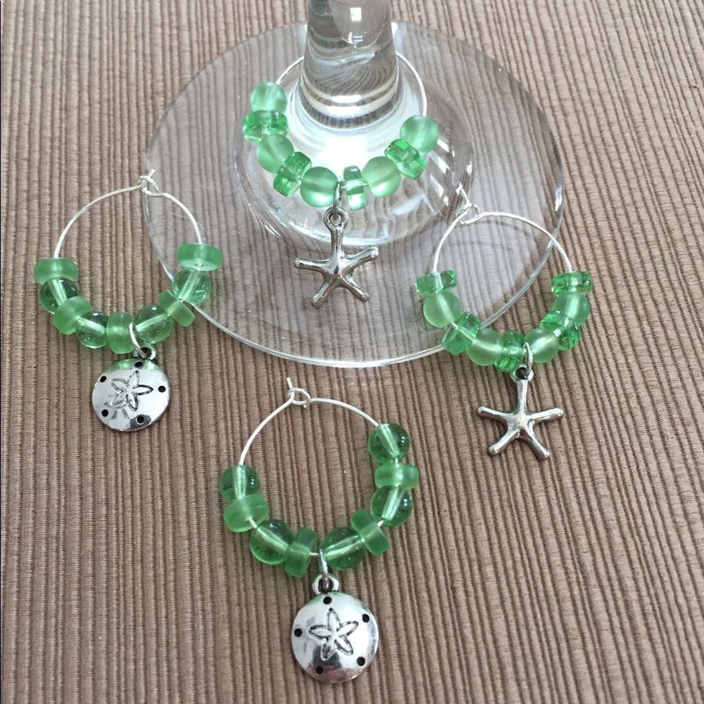 Set of 4 Wine Glass Charms 🍷 Beach Nautical Theme